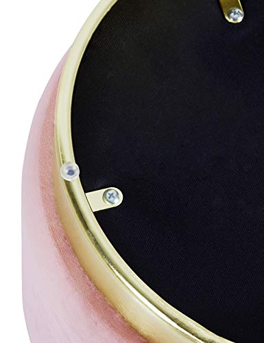 Suhu Redondo Puff Baúl Taburete de Terciopelo Asiento Otomana Elegante Patas de Madera Maciza Asiento Rosa