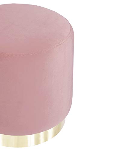 Suhu Redondo Puff Baúl Taburete de Terciopelo Asiento Otomana Elegante Patas de Madera Maciza Asiento Rosa