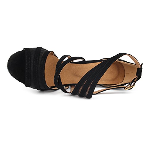 SUKUTU Zapatos de Baile de salón Mujer Tango Latino Salsa Práctica Samba Waltz Zapatos de Baile Social (37EU, Negro-7.5cm)