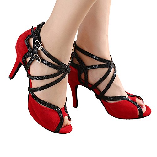 SUKUTU Zapatos de Baile Latino de salón de Tango de Salsa para Mujer Zapatos de Baile de Fiesta