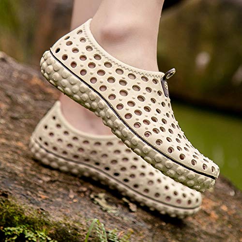 Summer Hollow out Men Sandalias De Playa Transpirables Zapatillas Casuales Al Aire Libre Sandalias Hombres Hombre Beige 10Mo