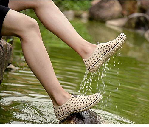 Summer Hollow out Men Sandalias De Playa Transpirables Zapatillas Casuales Al Aire Libre Sandalias Hombres Hombre Beige 10Mo