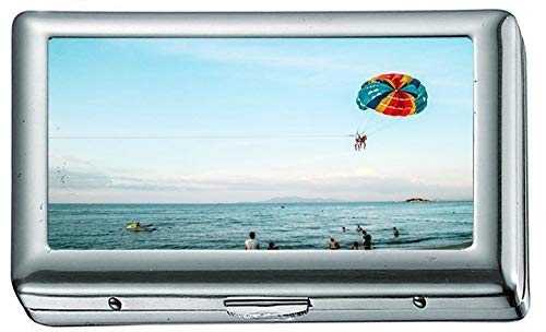Sunset Beach Summer Cigarette Case/Box Business Card Holder Caja de Acero Inoxidable Silver Metal Wallet Protection