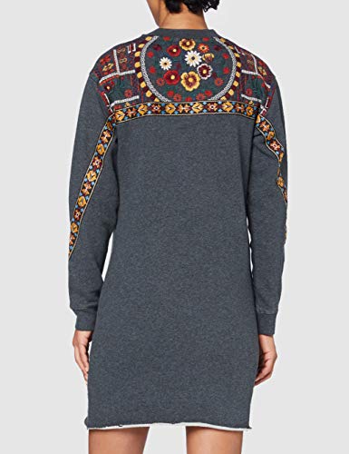 Superdry Crafted Folk Sweat Dress Vestido Casual, Nordic Charcoal Marl, XXS para Mujer