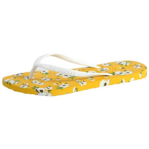 Superdry Super Sleek Flip Flop, Chanclas Mujer, Amarillo (Yellow AOP I6u), 40/41 EU