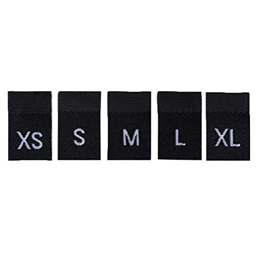 SUPVOX 500 Piezas de Etiquetas de Tamaño de Ropa Cosen en Xs S M L Xl Etiquetas de Tamaño de Tela Múltiple Etiqueta Cada Tamaño 100 Piezas para Camisas de Ropa Artesanales Negras