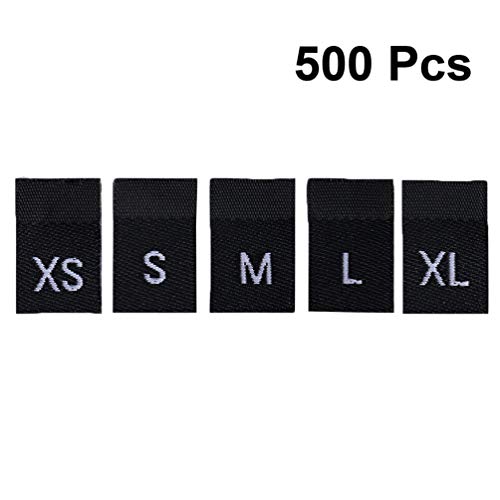 SUPVOX 500 Piezas de Etiquetas de Tamaño de Ropa Cosen en Xs S M L Xl Etiquetas de Tamaño de Tela Múltiple Etiqueta Cada Tamaño 100 Piezas para Camisas de Ropa Artesanales Negras