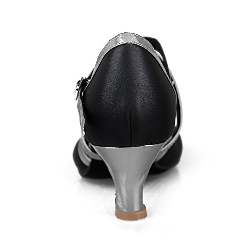 SWDZM Mujer Zapatos de baile/estándar de Zapatos de baile latino Ballroom modelo-ES-515Plateado 37 EU