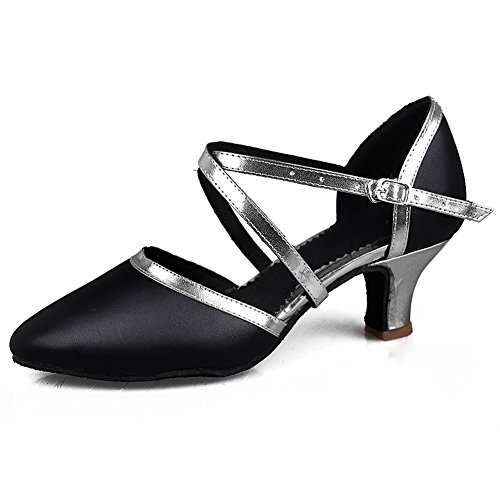 SWDZM Mujer Zapatos de baile/estándar de Zapatos de baile latino Ballroom modelo-ES-515Plateado 37 EU