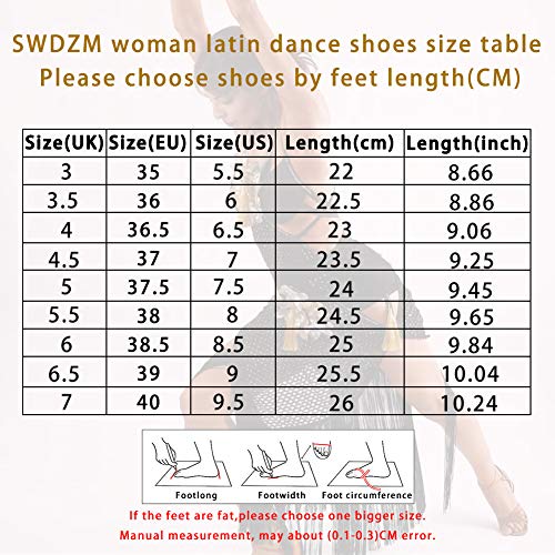 SWDZM Mujer Zapatos de baile/estándar de Zapatos de baile latino Satén Ballroom modelo-ES-225 Negro 38.5 EU