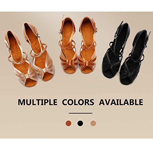 SWDZM Mujer Zapatos de Baile,estándar de Zapatos de Baile Latino,Ballroom Modelo, 3.1'' tacón, Negro 41EU/6UK/25.5CM