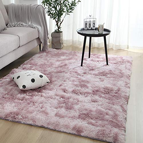 Swsen Alfombra Shaggy Salón Grandes - Alfombras Dormitorio Modernas para Pelo Largo Lavables - para Dormitorio, Comedor, Pasillo y Habitación Juvenil - Rosa, 140x200 cm