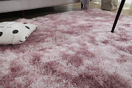 Swsen Alfombra Shaggy Salón Grandes - Alfombras Dormitorio Modernas para Pelo Largo Lavables - para Dormitorio, Comedor, Pasillo y Habitación Juvenil - Rosa, 140x200 cm