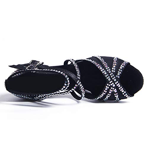 Syrads Zapatos de Baile Latino con pedrería para Mujer Salsa Tango Moderna Bachata Zapatos de Baile de Salón Suela Blanda 1057