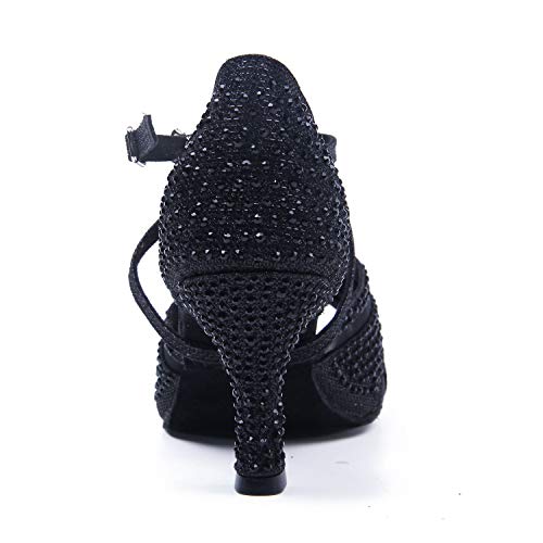 Syrads Zapatos de Baile Latino para Mujer Salsa Tango Bachata Vals con Pedrería Zapatos de Baile de Salón Suela Blanda 1050