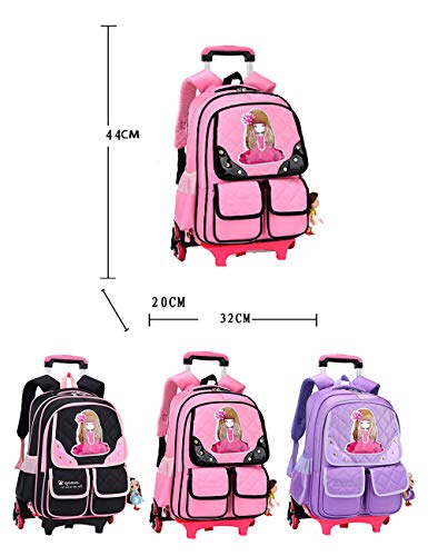 TAAMBAB Trolley Mochila Bolsa de Hombro con Ruedas - Bolsa de Escuela Bolsa de Viaje Equipaje Maleta Vacaciones al aire libre para Niños Estudiante