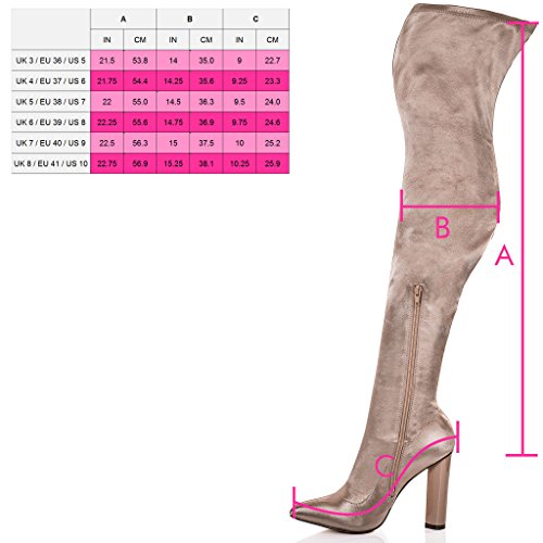 Tacón Bloque Botas Mosqueteras Satén Sintética Lycra Gr 39