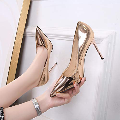 Tacones altos Metálico Meseta Plataforma Bomba Sexy Puntiagudo Estilete Zapatos de mujer elegante Oficina Ocasiones formales Zapatos de la Corte Vestidos Talla grande Zapatillas- champagne gold||46