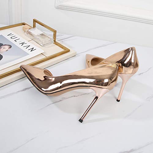 Tacones altos Metálico Meseta Plataforma Bomba Sexy Puntiagudo Estilete Zapatos de mujer elegante Oficina Ocasiones formales Zapatos de la Corte Vestidos Talla grande Zapatillas- champagne gold||46