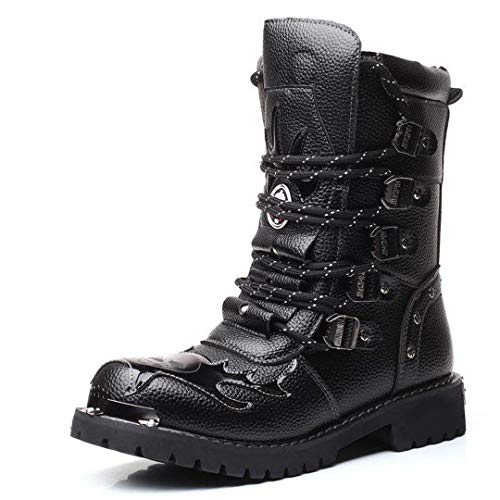 Táctica Militar Soldado Botas Hombres Escalada Trekking Caza Caminar Montaña Camo Martin Botas de excursión los Zapatos al Aire Libre Black 6.5