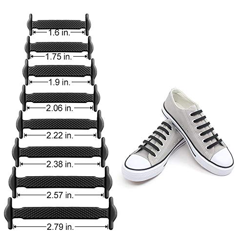 takestop® Cordones elásticos impermeables de silicona cordones planos para zapatos cordones de colores botas resistentes (negro)
