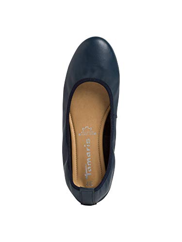 Tamaris Mujer Bailarinas, Merceditas 22122-24, señora Bailarinas Clásicas, Zapatos Planos,Zapatos del Verano,elástico,Navy Leather,37 EU / 4 UK
