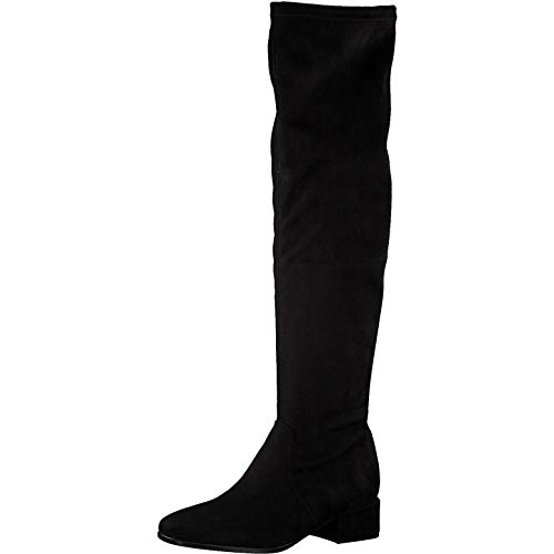 Tamaris Mujer Botas, señora Botas de Muslo,Botas por Encima de la Rodilla,Overknees,Botas de Cuero,tacón Plano,Cremallera,Black,36 EU / 3.5 UK