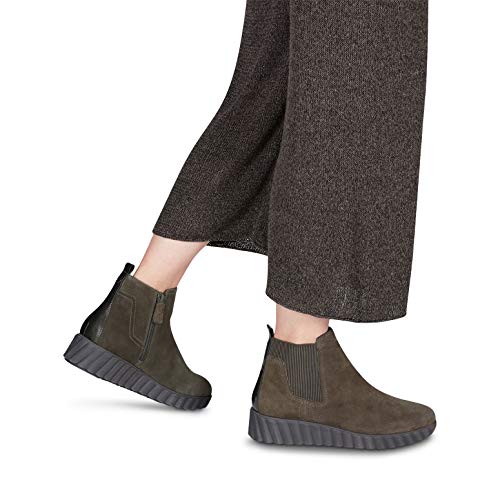 Tamaris Mujer Botines 25485-23, señora Botines cuña, Botas,Botines,Botín con cuña,tacón de cuña,Plateforme,Wedge,Plana,Olive,36 EU / 3.5 UK