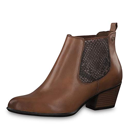 Tamaris Mujer Botines 25701-23, señora Botas Chelsea, Botas,Botas de Media caña,Botines,botín,Slip on,Alto,Muscat,41 EU / 7.5 UK