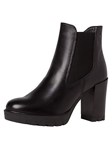 Tamaris Mujer Botines, señora Botas Chelsea, Botas,Botas de Media caña,Botines,botín,Slip on,Alto,Black,41 EU / 7.5 UK