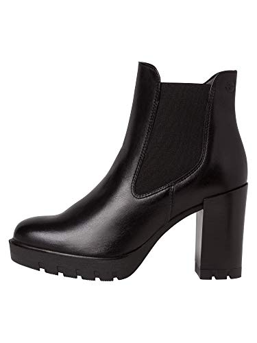 Tamaris Mujer Botines, señora Botas Chelsea, Botas,Botas de Media caña,Botines,botín,Slip on,Alto,Black,41 EU / 7.5 UK