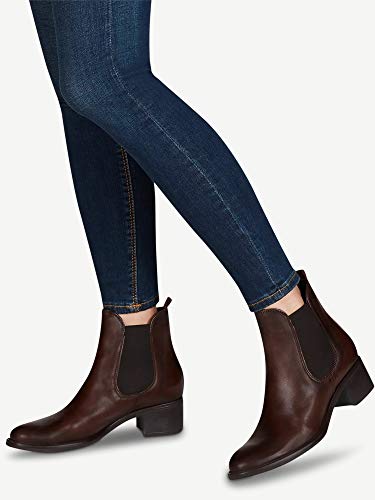 Tamaris Mujer Botines, señora Botas Chelsea, Botas,Botas de Media caña,Botines,botín,Slip on,Alto,Cafe,41 EU / 7.5 UK