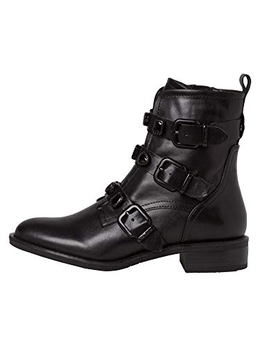 Tamaris Mujer Botines, señora Botas Estilo Biker, Botas,Botines,botín del Motorista,Biker,Plana,Black Uni,38 EU / 5 UK