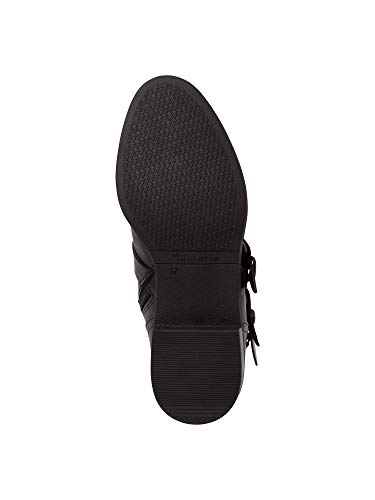 Tamaris Mujer Botines, señora Botas Estilo Biker, Botas,Botines,botín del Motorista,Biker,Plana,Black Uni,38 EU / 5 UK