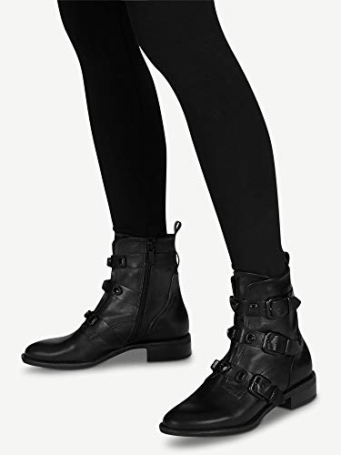 Tamaris Mujer Botines, señora Botas Estilo Biker, Botas,Botines,botín del Motorista,Biker,Plana,Black Uni,38 EU / 5 UK