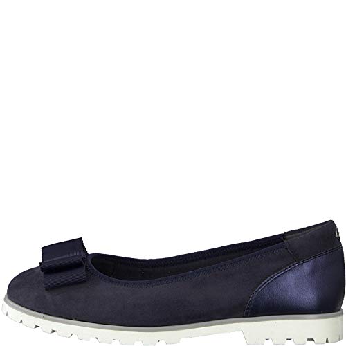 Tamaris Mujer Merceditas 22115-24, señora Bailarinas Clásicas, Zapatos Planos,Zapatos del Verano,Elegante,Ocio,Navy,39 EU / 5.5 UK