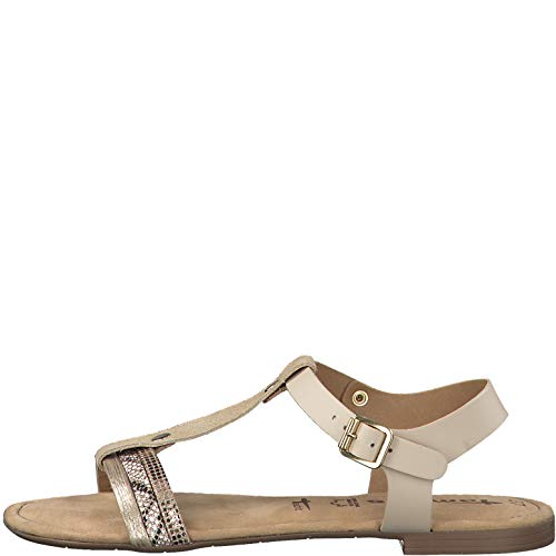 Tamaris Mujer Sandalias de Vestir 28149-24, señora Sandalia con Tiras, Sandalias con Correa,Zapatos de Verano,cómodo,Plana,Nature Comb,39 EU / 5.5 UK