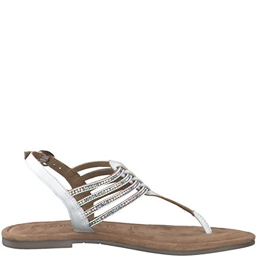 Tamaris Mujer Sandalias de Vestir 28151-24, señora Sandalia con Tiras, Sandalias con Correa,Zapatos de Verano,cómodo,Plana,White Glam,39 EU / 5.5 UK