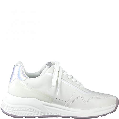 Tamaris Mujer Zapatillas, señora Bajo,Plantilla Desmontable,Zapatillas de Deporte,Cuña de tacón,Zapatos Bajos,White Comb,38 EU / 5 UK