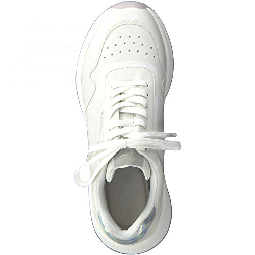 Tamaris Mujer Zapatillas, señora Bajo,Plantilla Desmontable,Zapatillas de Deporte,Cuña de tacón,Zapatos Bajos,White Comb,38 EU / 5 UK