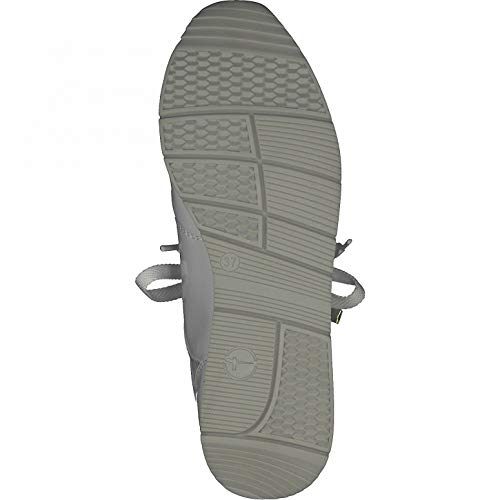 Tamaris Mujer Zapatillas, señora Bajo,Plantilla Desmontable,Zapato bajo,Zapato de Calle,Zapato con cordón,Ocio,White Patent,41 EU / 7.5 UK