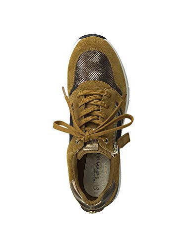Tamaris Mujer Zapatos con Cordones, señora Zapatos Deportivos,Zapatos Bajos,Calzado de Calle,Zapatillas de cuña,Cognac Comb,41 EU / 7.5 UK