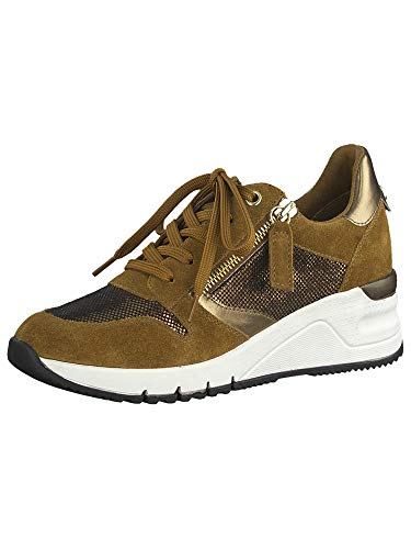 Tamaris Mujer Zapatos con Cordones, señora Zapatos Deportivos,Zapatos Bajos,Calzado de Calle,Zapatillas de cuña,Cognac Comb,41 EU / 7.5 UK
