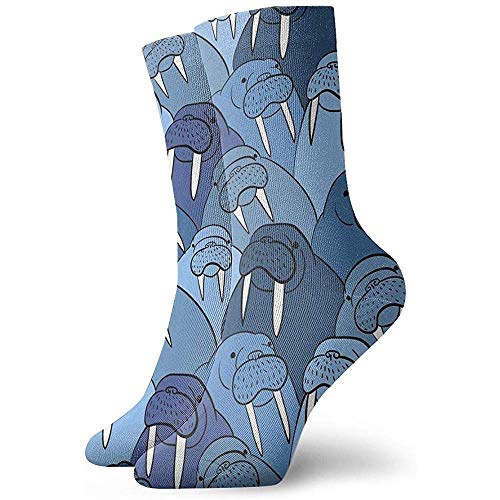 Tammy Jear Morsa Arte animal lindo Tema del océano náutico Calcetines de la tripulación antártica Confort cálido Bota duradera Calcetines divertidos de invierno Clima frío