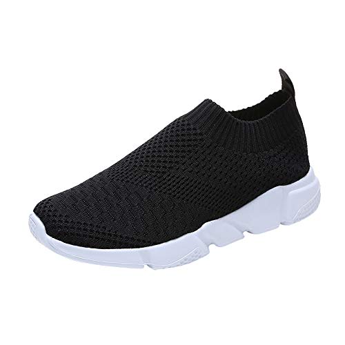 Tefamore Zapatillas para Mujer Calzado Deportivo Casual para Mujer Moda Zapatos Planos Transpirables Tejidos Running Zapato Blanco Negro Rosa Gris