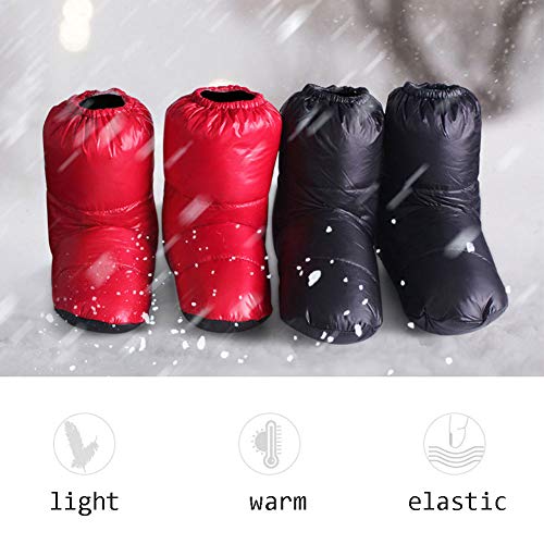 Tentock Mujer/Hombre Abajo Zapatillas Calcetines Botas de Invierno con Aislamiento Térmico Calzado Multifuncional para Interior Oficina en Casa(Rojo,M)