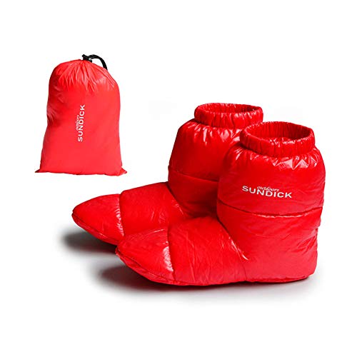Tentock Mujer/Hombre Abajo Zapatillas Calcetines Botas de Invierno con Aislamiento Térmico Calzado Multifuncional para Interior Oficina en Casa(Rojo,M)