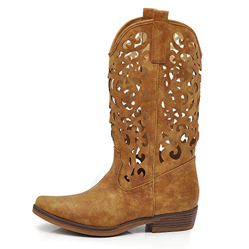 Texani - Zapatos de mujer Cowboy Western - Botas de punta de camperos étnicos DT-16 Size: 38 EU