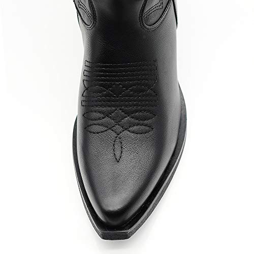 Texani - Zapatos de mujer Cowboy Western Botas Punta Camperos Etnici DT-16 Negro Size: 40 EU