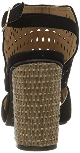 THE DIVINE FACTORY Lova, Sandalias con Correa de Tobillo Mujer, Negro (Negro 010), 39 EU